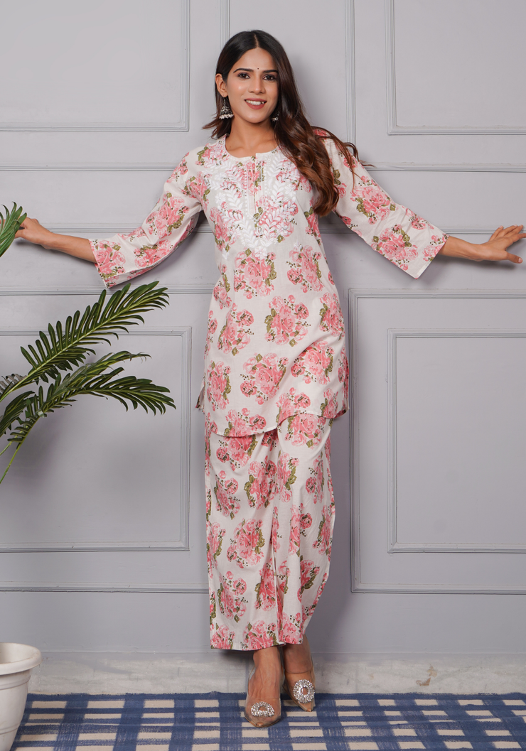 Tulsilicious Rosy Bloom Cotton Co-ord Set