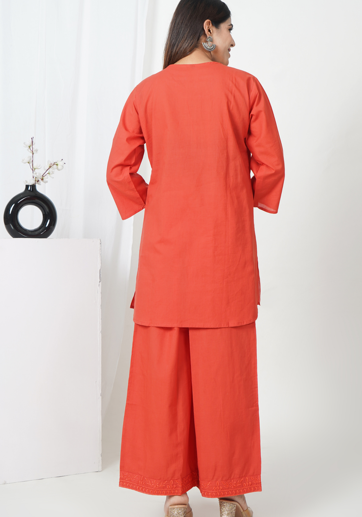 Tulsilicious Scarlet Ease Red Cotton Co-ord Set