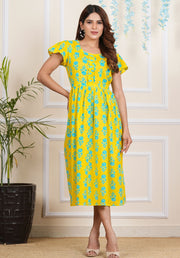 Tulsilicious Yellow Mellow Cotton Dress