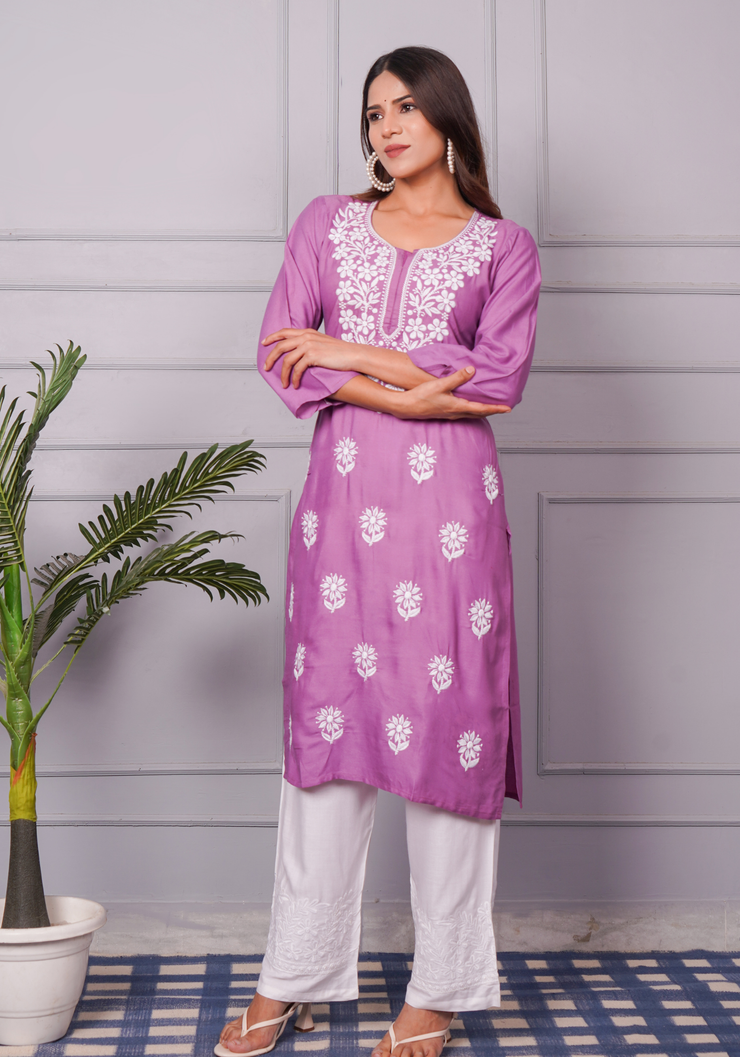 Tulsilicious Lavender Charm Chikankari Kurta Set