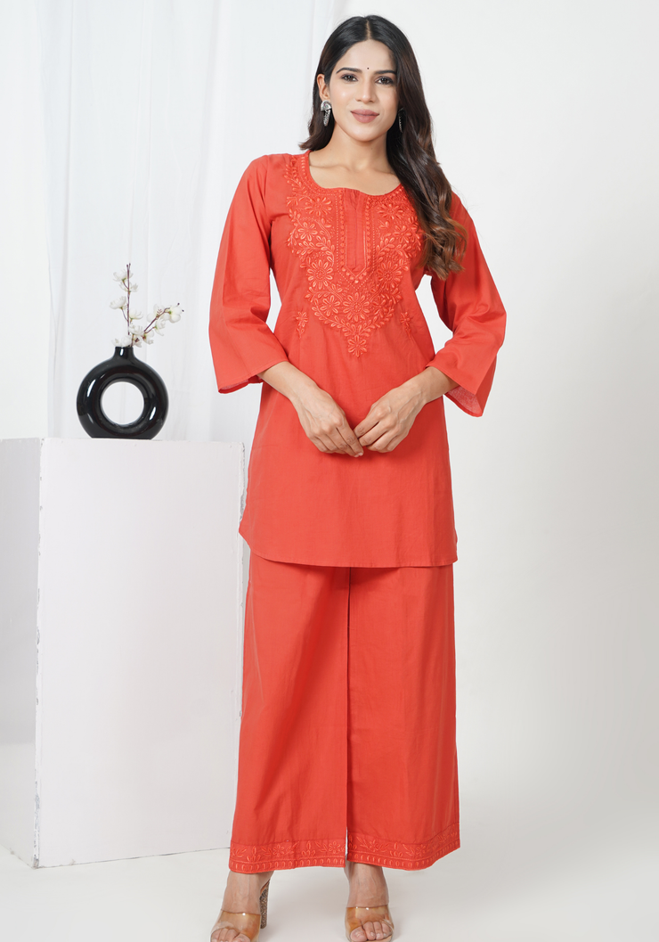 Tulsilicious Scarlet Ease Red Cotton Co-ord Set