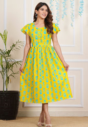 Tulsilicious Yellow Mellow Cotton Dress