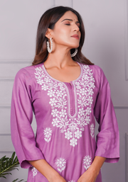 Tulsilicious Lavender Charm Chikankari Kurta Set