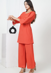 Tulsilicious Scarlet Ease Red Cotton Co-ord Set