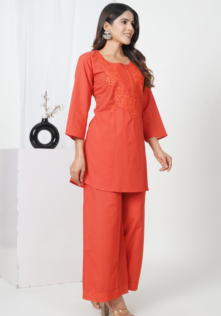 Tulsilicious Scarlet Ease Red Cotton Co-ord Set