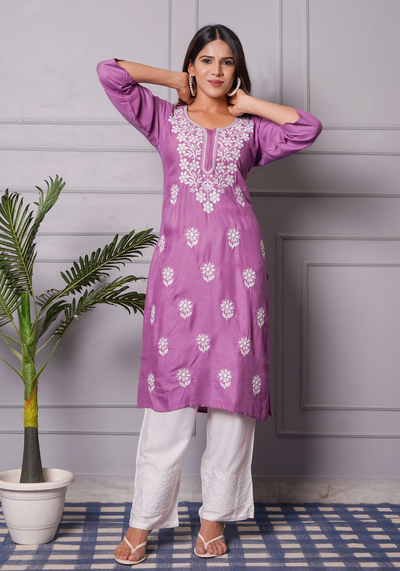 Tulsilicious Lavender Charm Chikankari Kurta Set