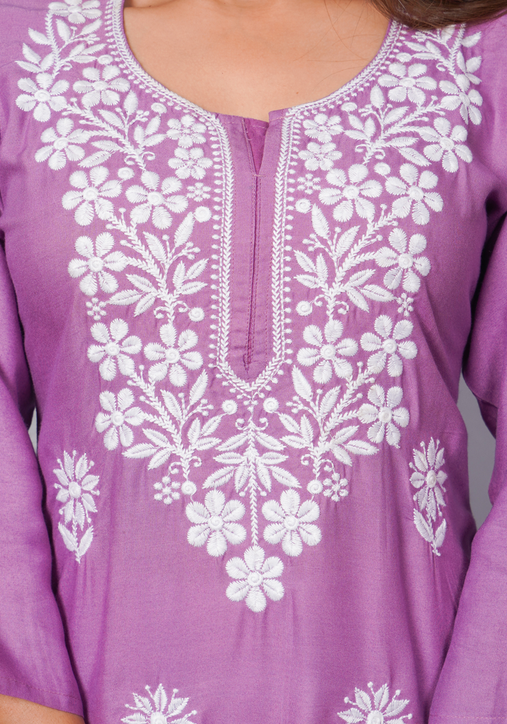 Tulsilicious Lavender Charm Chikankari Kurta Set