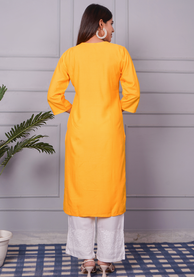 Tulsilicious Golden Glow Chikankari Kurta Set