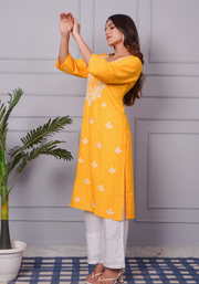 Tulsilicious Golden Glow Chikankari Kurta Set