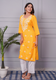Tulsilicious Golden Glow Chikankari Kurta Set