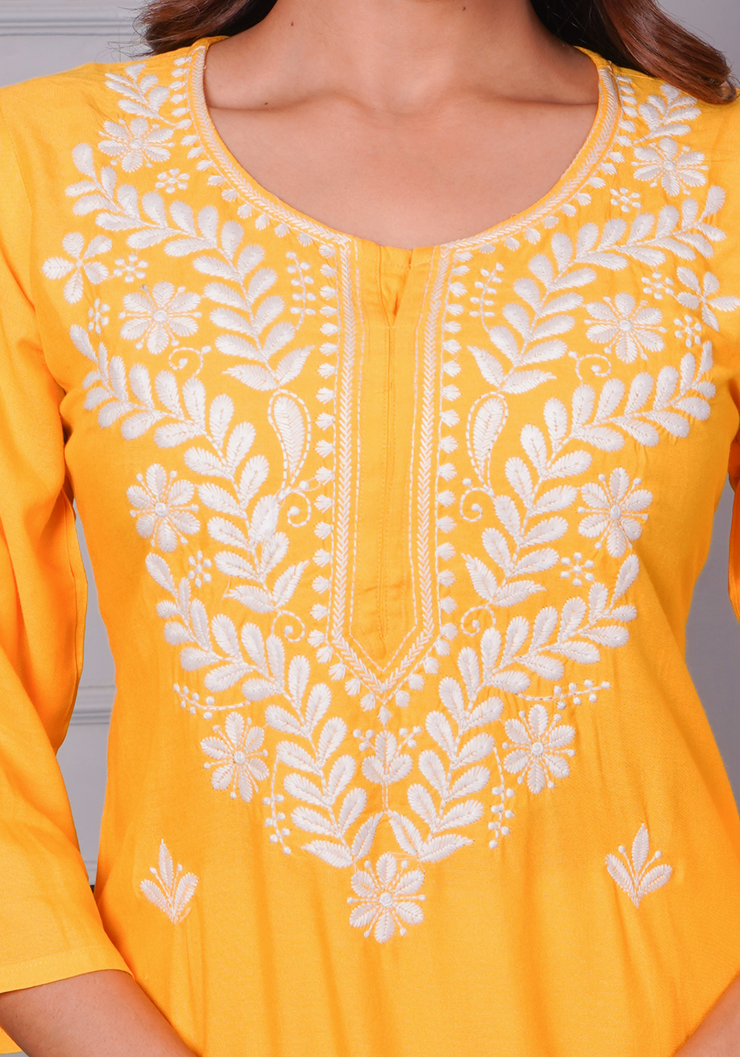 Tulsilicious Golden Glow Chikankari Kurta Set