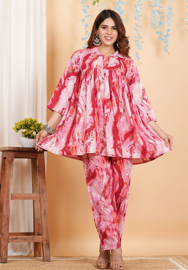 Tulsilicious Lush Pink Shibori Coord Set