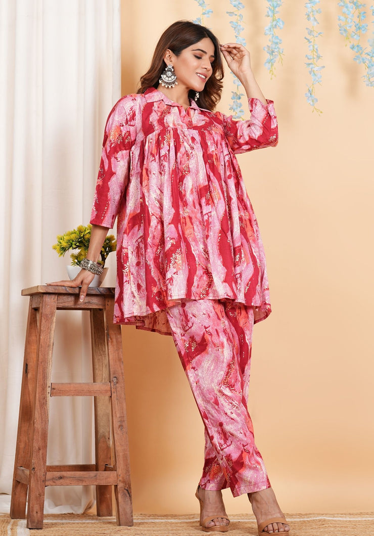 Tulsilicious Lush Pink Shibori Coord Set