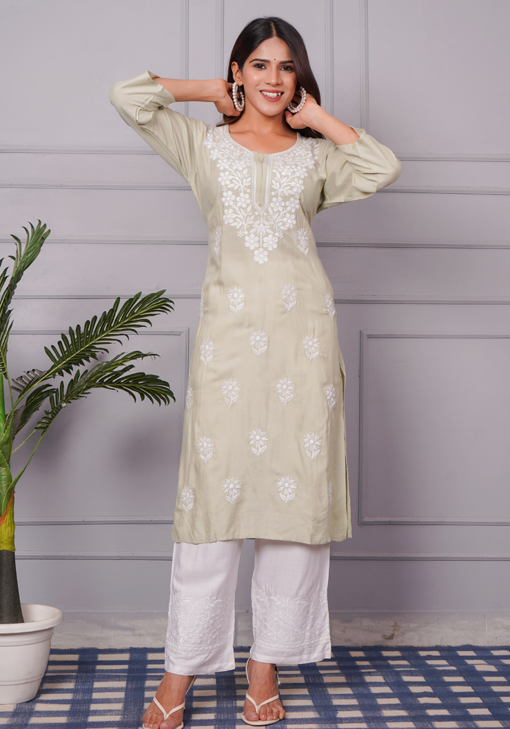 Tulsilicious Soft Stone Chikankari Kurta Set