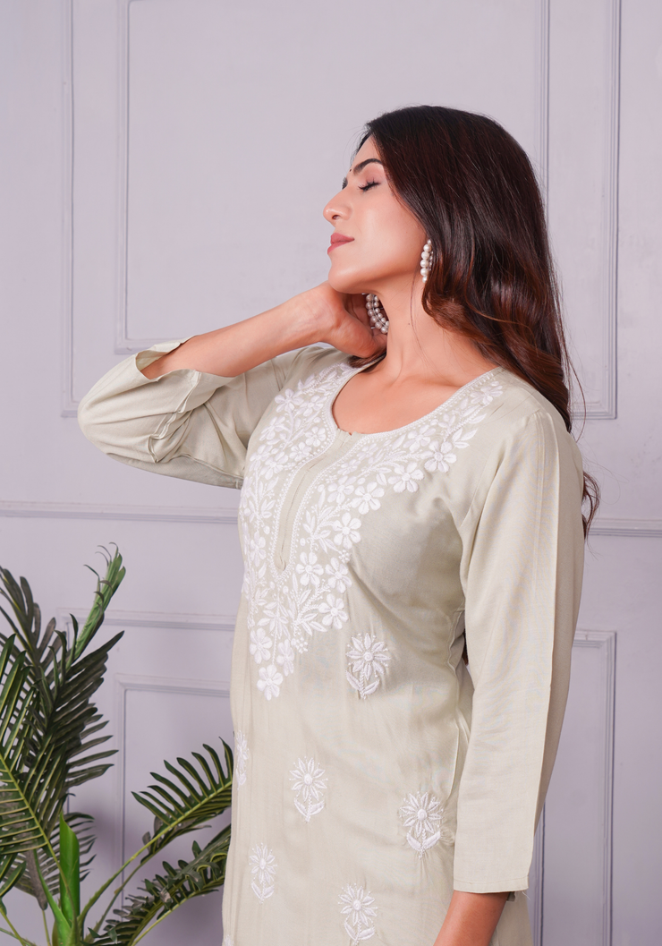 Tulsilicious Soft Stone Chikankari Kurta Set