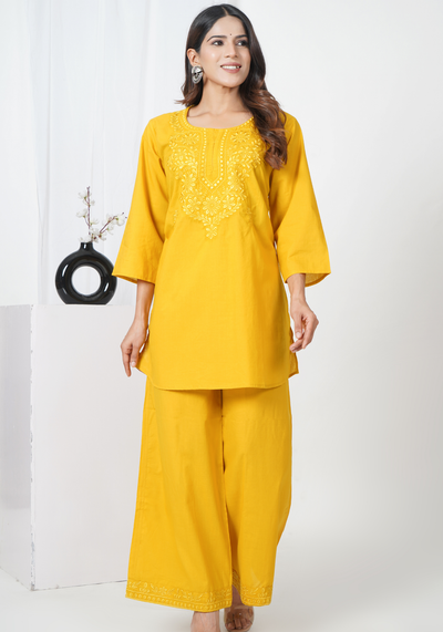 Tulsilicious Morning Glow Yellow Cotton Co-ord Set