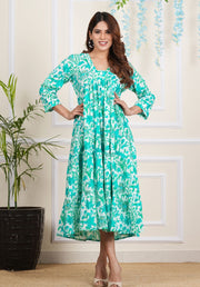 Tulsilicious Sea Green Oasis Cotton Tier Maxi Dress