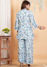 Tulsilicious Sky Blue Floral Print Coord Set