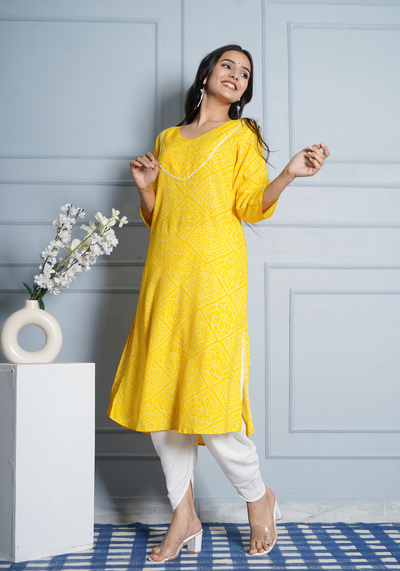 Tulsilicious Yellow Heritage Cotton Kurta & Dhoti Pant Set