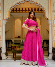 Tulsilicious Hot Pink georgette Lahariya Lehenga Set