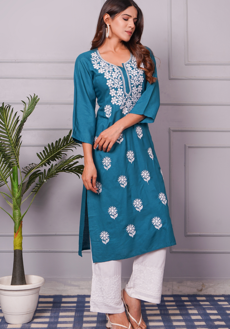 Tulsilicious Blue Grace Chikankari Kurta Set