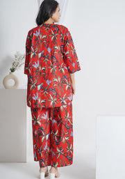 Tulsilicious Red Animal Print Cotton Co-ord Set