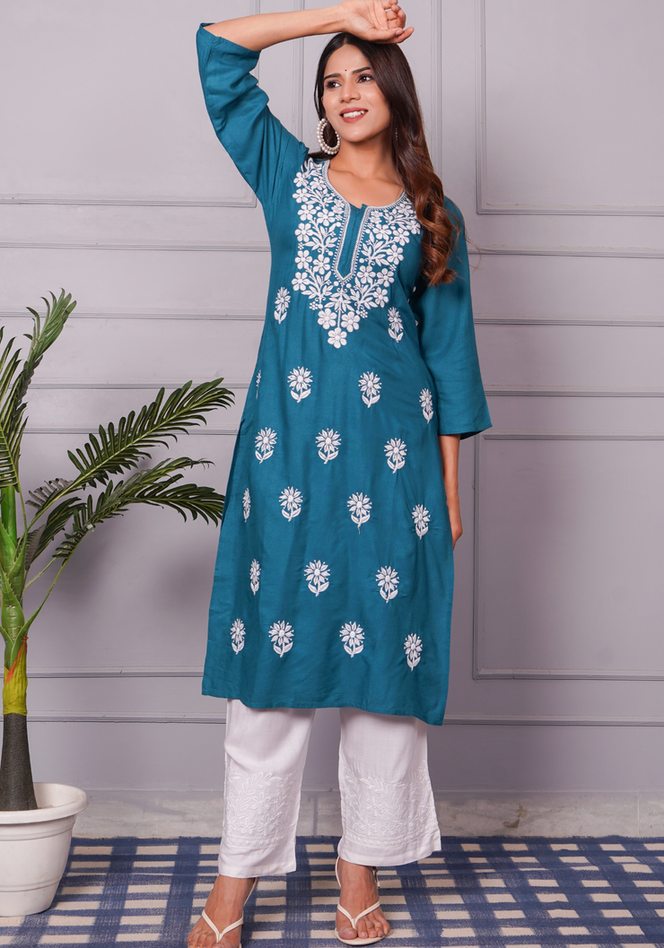 Tulsilicious Blue Grace Chikankari Kurta Set