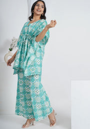 Tulsilicious Mate Blue Cotton Kaftan Co-ord Set