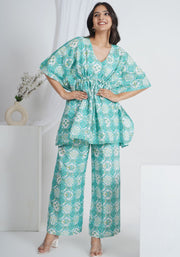 Tulsilicious Mate Blue Cotton Kaftan Co-ord Set