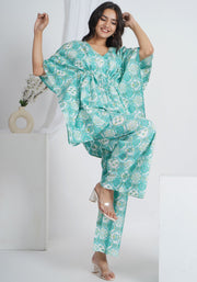 Tulsilicious Mate Blue Cotton Kaftan Co-ord Set