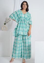 Tulsilicious Mate Blue Cotton Kaftan Co-ord Set