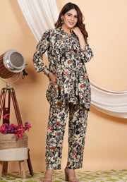 Tulsilicious Brown Floral Print Coord Set