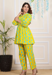 Tulsilicious Yellow Crushed Cotton Coord Set