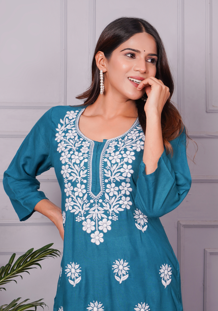 Tulsilicious Blue Grace Chikankari Kurta Set