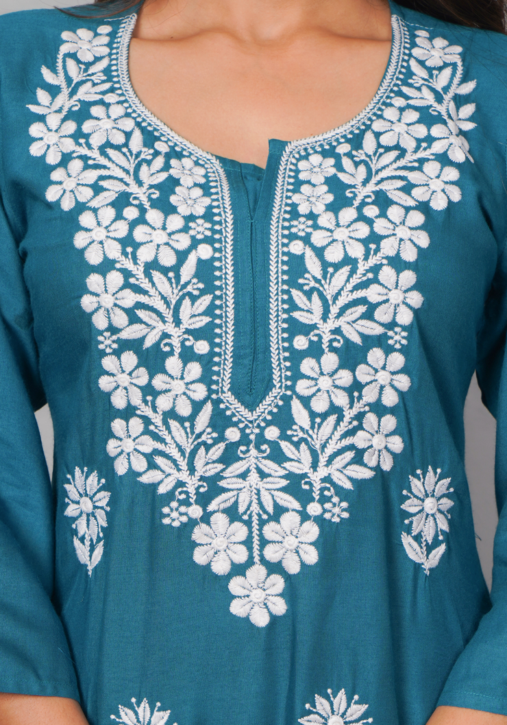 Tulsilicious Blue Grace Chikankari Kurta Set