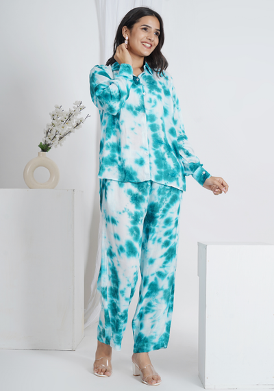 Tulsilicious Aqua Tide Cotton Co-ord Set