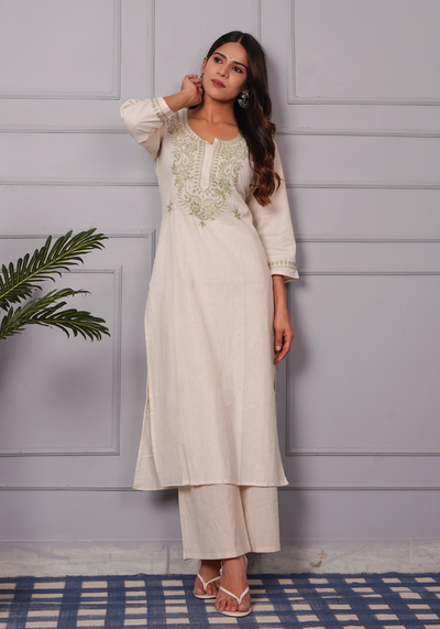 Tulsilicious Ash Bloom Khadi Kurta Set