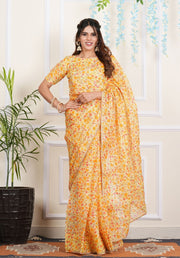 TULSILICIOUS YELLOW KOTA DORIYA SAREE