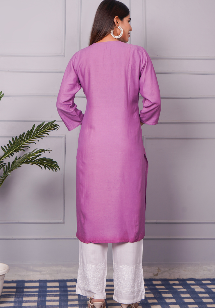 Tulsilicious Lavender Charm Chikankari Kurta Set