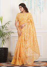 TULSILICIOUS YELLOW KOTA DORIYA SAREE