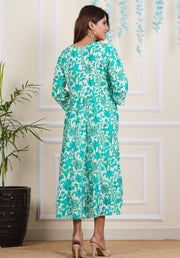 Tulsilicious Sea Green Oasis Cotton Tier Maxi Dress