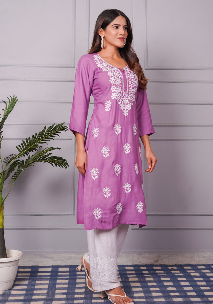 Tulsilicious Lavender Charm Chikankari Kurta Set