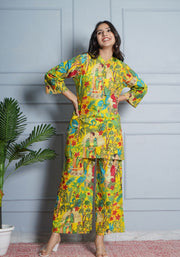 Tulsilicious Blossoms Village Print Yellow Cotton Co-ord Set