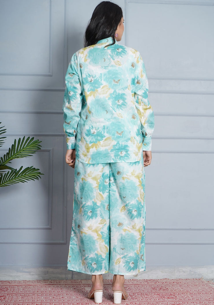 Tulsilicious Aqua Sky-blue Cotton Co-ord Set