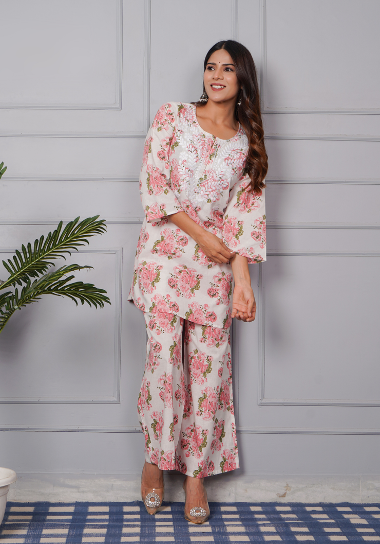 Tulsilicious Rosy Bloom Cotton Co-ord Set
