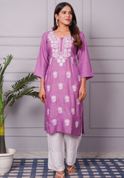 Tulsilicious Lavender Charm Chikankari Kurta Set