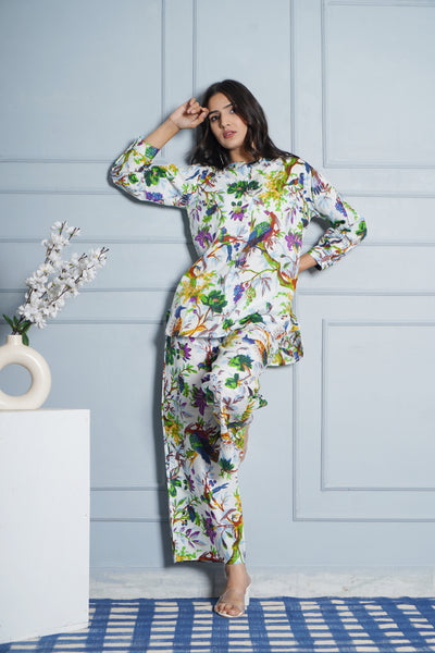 Tulsilicious Nature Muse White Cotton Co-ord Set