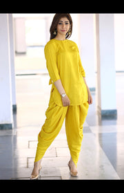 Tulsilicious Yellow Dhotti Coord Set