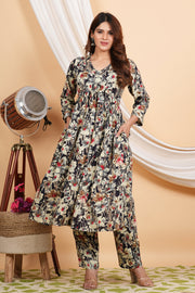 Tulsilicious Multicolor Floral Digital Print Kurta & Pants Set