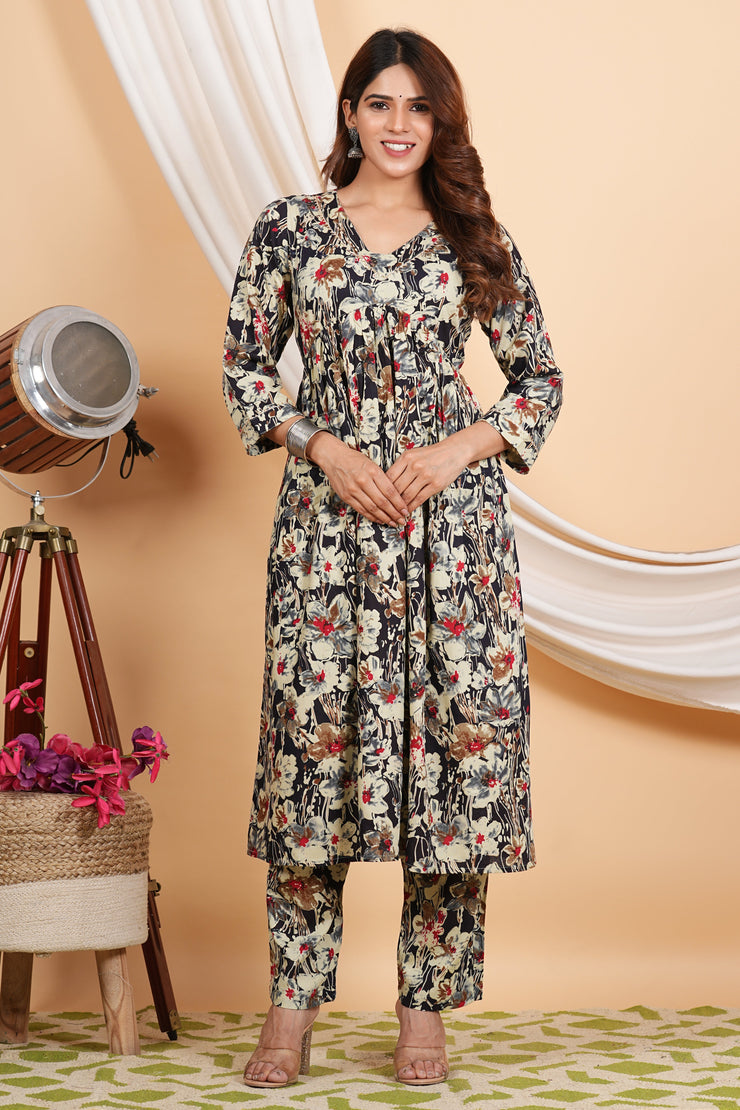 Tulsilicious Multicolor Floral Digital Print Kurta & Pants Set